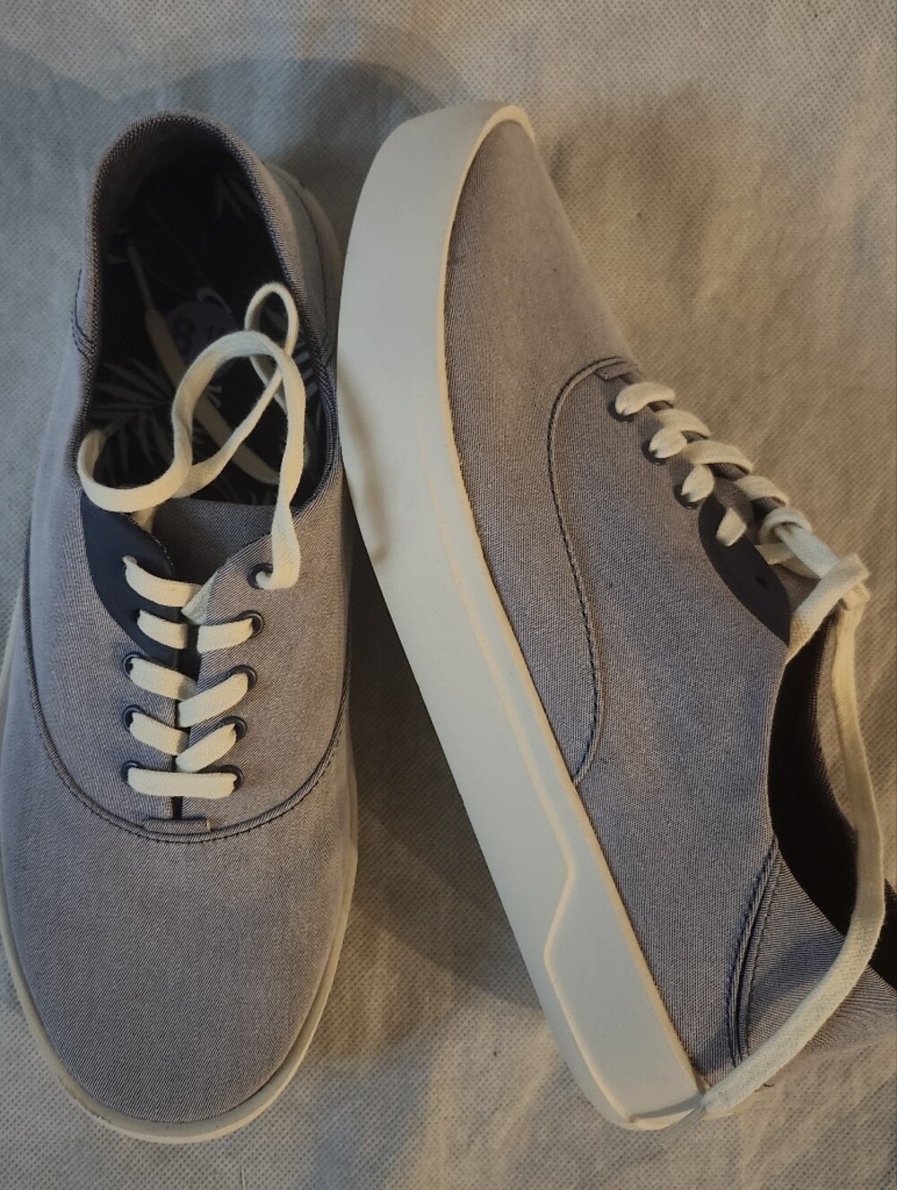 Olukai Tradewind Men's Linen Sneaker In Blue Sz 8.5